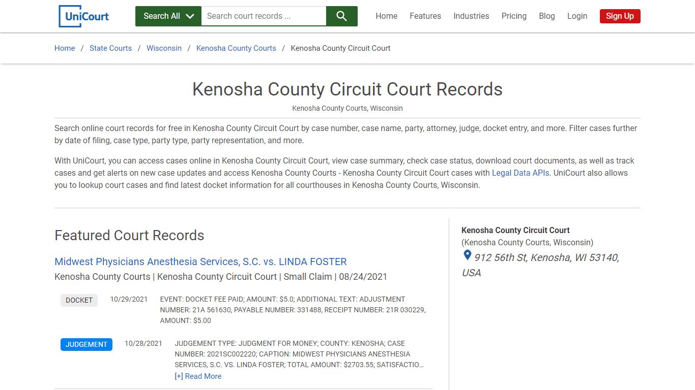 Kenosha County Circuit Court Records | Kenosha | UniCourt